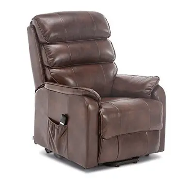 (Brown) Buckingham Electric Rise Recliner Armchair Lounge Leather Air Riser Chair