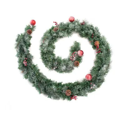 (12ft / 360cm) Best Artificial Christmas 6ft-9ft-12ft Frosted Red Garland LED Lights