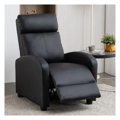 (Black) WestWood PU Leather Recliner Armchair Sofa Padded Seat Push Back Living Room