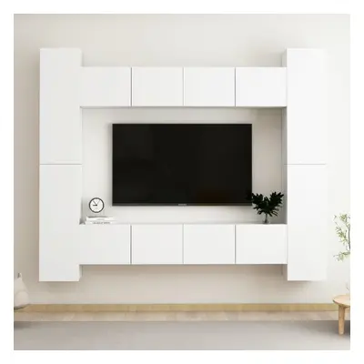 vidaXL TV Cabinet Set Piece White Chipboard Home Furniture TV Stand Cabinet