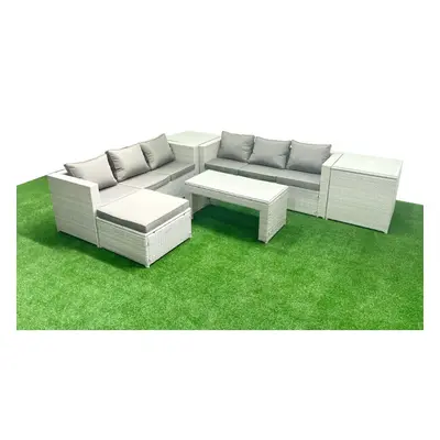 Fimous Seater Garden Outdoor Rattan Furniture Set Rattan Garden Sofa Oblong Coffee Table with Bi