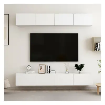 vidaXL 4x TV Cabinets White Engineered Wood Furniture TV Stand Cabinet Unit