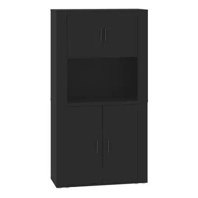 vidaXL Highboard Black Engineered Wood Cupboard Sideboard Storage Cabinet