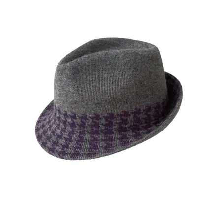 KANGOL Hounds Stripe Arnold Lambs Wool Blend Trilby Fedora - Dark Flannel