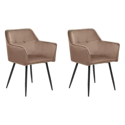 Set of Dining Chairs JASMIN Velvet Brown