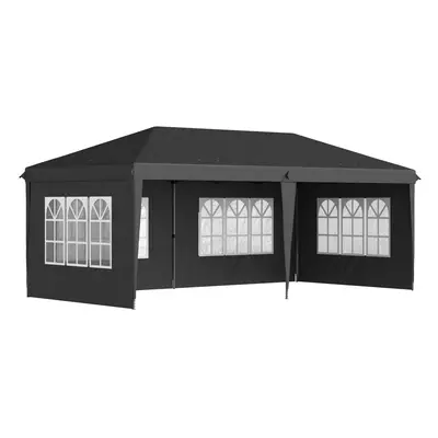 Outsunny x 6m Heavy Duty Gazebo Marquee Party Tent with Storage Bag Black