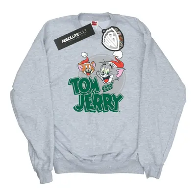 (L, Sports Grey) Tom And Jerry Mens Christmas Greetings Sweatshirt