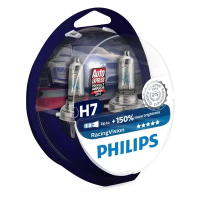 Philips RacingVision +150% H7 headlight bulb 12972RVS2, twin pack - chrome