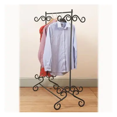 Shabby Chic Black Metal Garment Rail Vintage Style Clothes Rail G-0376