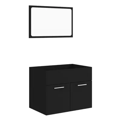 vidaXL Bathroom Furniture Set Piece Black Engineered Wood Washroom Cupboard