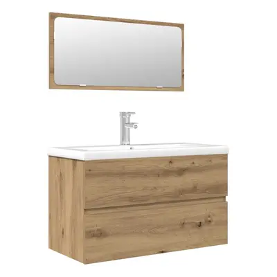 (artisian oak) vidaXL Bathroom Furniture Set Basin Multi Sizes/Colours with/without Faucet