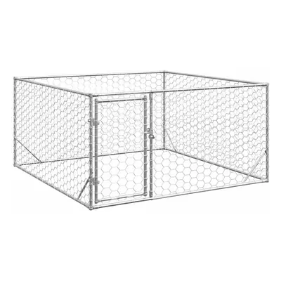 (2 x x m) vidaXL Outdoor Dog Kennel with Door 2x1x1 m Galvanised Steel outdoor dog cage