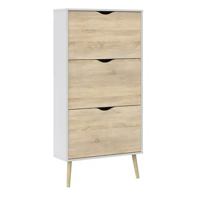 Oslo Shoe Cabinet Drawers in White and Oak