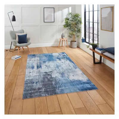 (Grey/Blue, x Cm) Think Rugs Rio G5536 Digital Print Flat Weave Rug