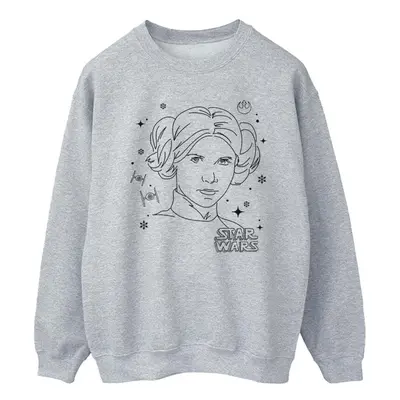 (3XL, Sports Grey) Star Wars Mens Episode IV: A New Hope Leia Christmas Sketch Sweatshirt