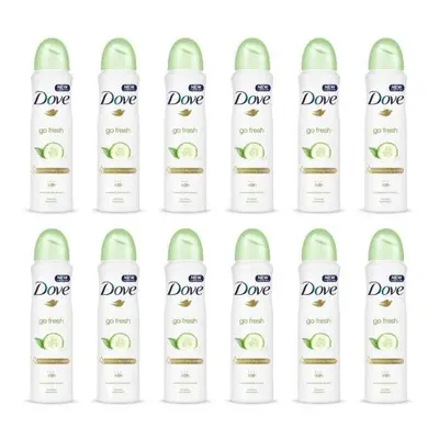 Dove Go Fresh Cucumber and Green Tea Antiperspirant Deodorant, 250ml (Pack of 12)