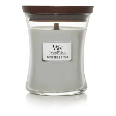 WoodWick Medium Hourglass Candle Lavender & Cedar Scent Crackles as it burns Premium Soy Blend 9