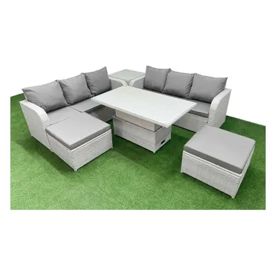 Fimous Outdoor Garden Furniture Sets Seater Wicker Rattan Furniture Sofa Sets with Big Footstool