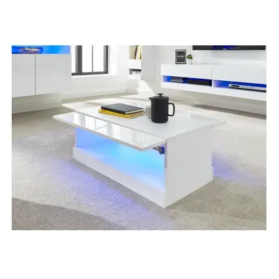 (White) Galicia LED Lift Up High Gloss Front Coffee Tables