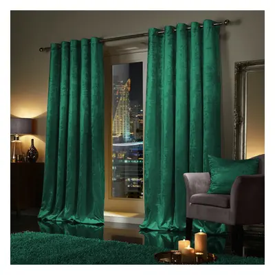 (66x90 Curtains) Velvet Curtain Eyelet Ring Top Green Curtains