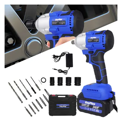 (2 x 6.0Ah Batteries) Brushless Electric Impact Driver Cordless Impact Wrench 1/2 inch Torque Wr