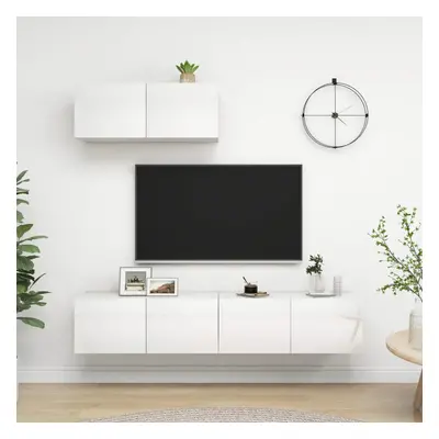 vidaXL TV Cabinets pcs High Gloss White Engineered Wood