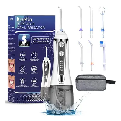 Water Flosser for Teeth Cordless with Modes, Binefia 360Â° Rotation Oral Irrigator, IPX7 Waterpr