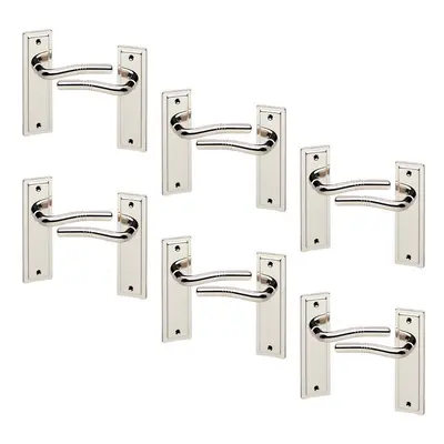 (6x Polished Nickel Plain) 6/4Pcs 118mm x 47mm Width Nevada Metal Door Lever Handles Set, Fire, 