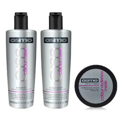 Osmo Colour Save Shampoo 1000ml, Conditioner 1000ml and Radiance Mask 300ml