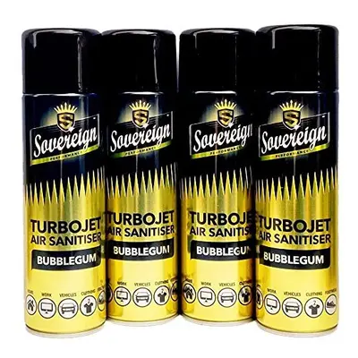 Sovereign Turbojet Air Sanitiser BUBBLEGUM Blast Spray Freshener Can x 500ml Bundle