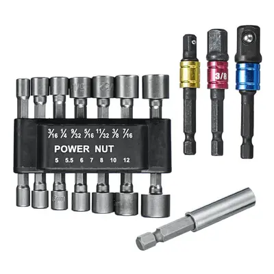 14Pcs Handle Socket Wrench With Inner Hexagon Connector And 3Pcs 1/4" 3/8" 1/2" Steel Socket Ada