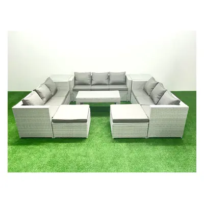 Fimous Rattan Garden Outdoor Furniture Set Seater Garden Sofa Oblong Coffee Table Set with Big F