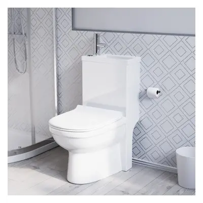 Nes Home White Modern One Piece in Close Coupled Pan Round with Basin