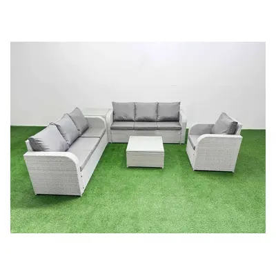 Fimous Seater Poly Rattan Outdoor Garden Furniture Square Coffee Table Sofa Set Patio Reclining 