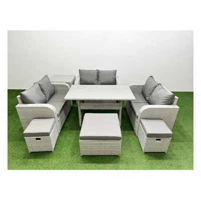 Fimous Seater PE Wicker Rattan Furniture Sofa Sets with Rectangular Dining Table Seater Love Sof