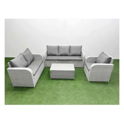 Fimous Patio PE Wicker Seater Outdoor Rattan Furniture Sofa Sets with Rectangular Coffee Table S