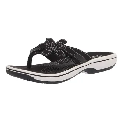 clarks Womens Brinkley Flora Flip-Flop Black Synthetic