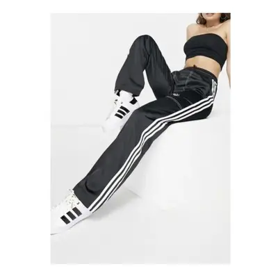 (UK10) adidas Originals Womens Track Pants Black Satin Feel