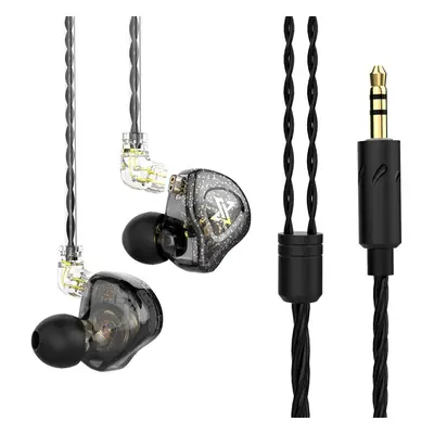 (Transparent Black, Without Mic) Dynamic In-Ear Earphones Monitor Noise Cancelling Sport Music H