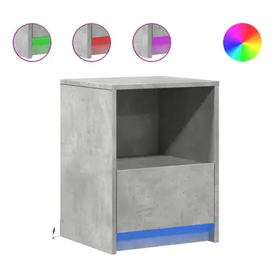 (concrete grey, pcs) vidaXL Bedside Cabinet with LED Lights Bed Table Engineered Wood