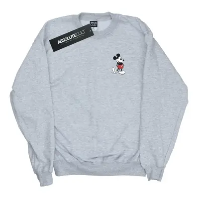 (S, Sports Grey) Disney Mens Mickey Mouse Kickin Retro Chest Sweatshirt