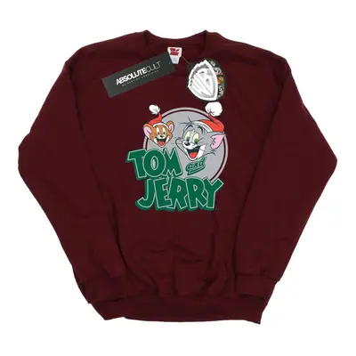 (XXL, Burgundy) Tom And Jerry Mens Christmas Greetings Sweatshirt