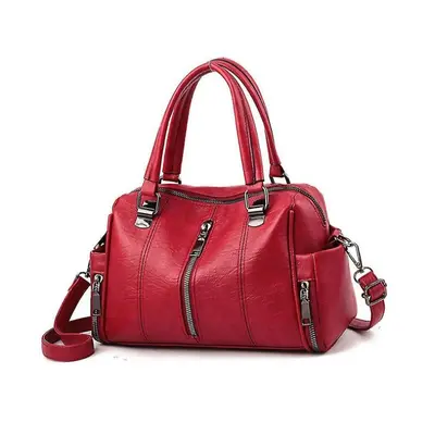 Soft Pu Leather Ladies Messenger Bag Female Boston Zippers Handbag Purse Casual Women Totes Sing