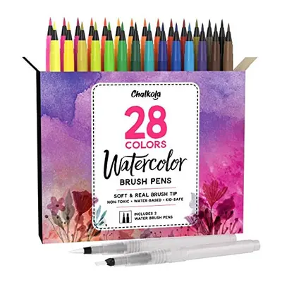 Chalkola Watercolour Brush Pens for Colouring, Calligraphy, Lettering - Set of Colours, Water Pa