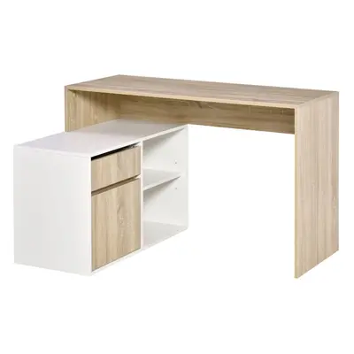 HOMCOM L-Shaped Corner Computer Desk Study Table w/ Storage Shelf Drawer Office