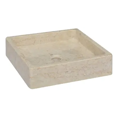 vidaXL Sink Cream 40x40x10 cm Marble Washroom Natural Stone Basin Bathroom