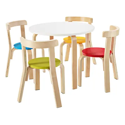 5-Piece Kids Bentwood Curved Back Table and Chair set Wooden Red