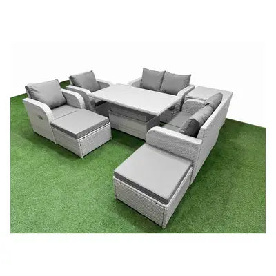 Fimous Seater Outdoor Reclining Chair Love Sofa Set Rattan Garden Furniture Set with Adjustable 