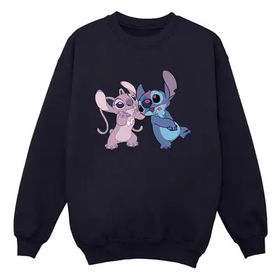 (L, Navy Blue) Disney Womens/Ladies Lilo & Stitch Kisses Sweatshirt