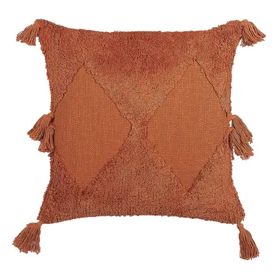 Tufted Cotton Cushion with Tassels x cm Orange AVIUM